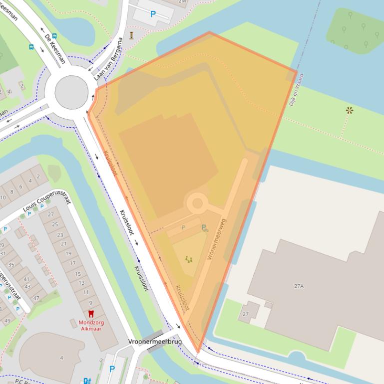 Kaart van postcodegebied 1822KM.