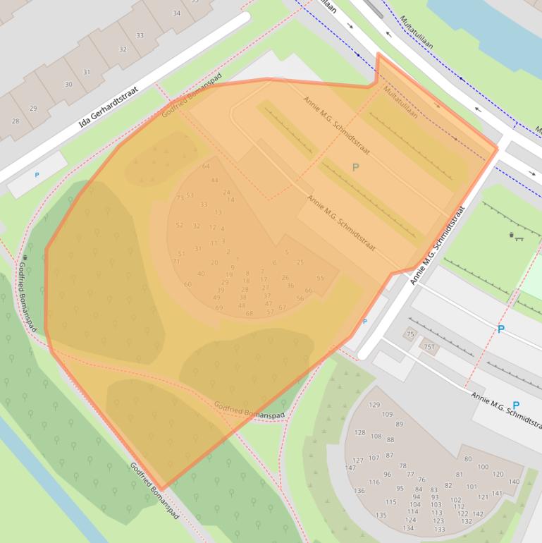 Kaart van postcodegebied 1822MB.