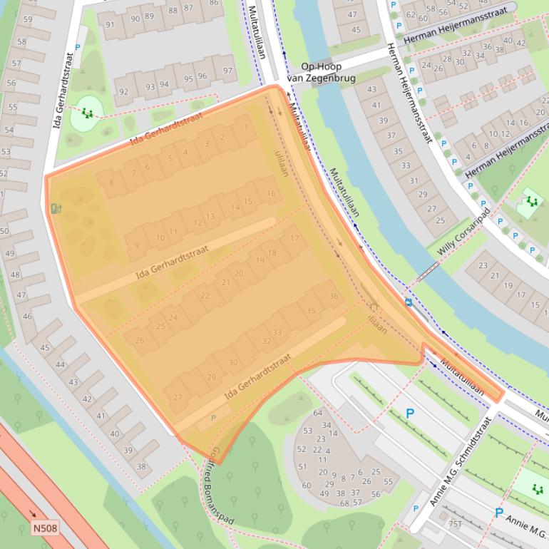 Kaart van postcodegebied 1822ME.