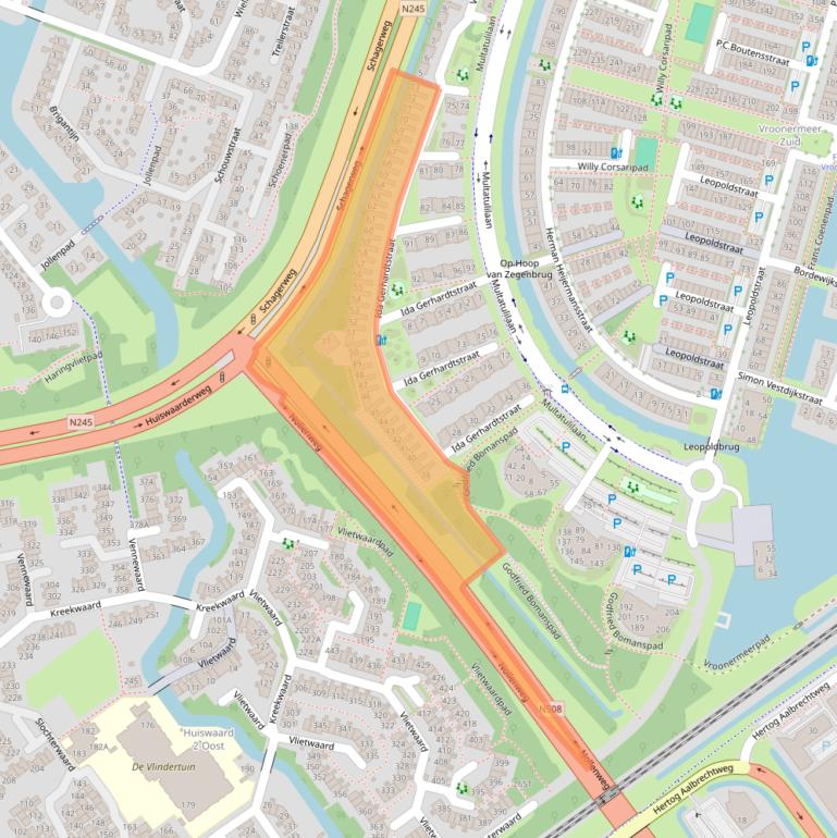 Kaart van postcodegebied 1822MG.