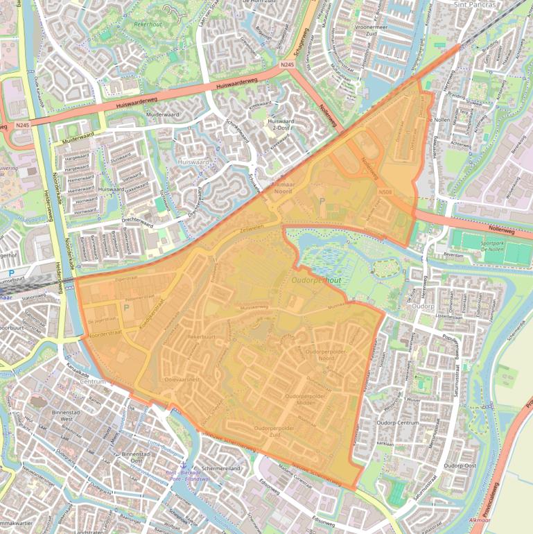 Kaart van postcodegebied 1823.
