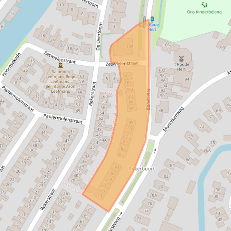 Kaart van postcodegebied 1823CC.