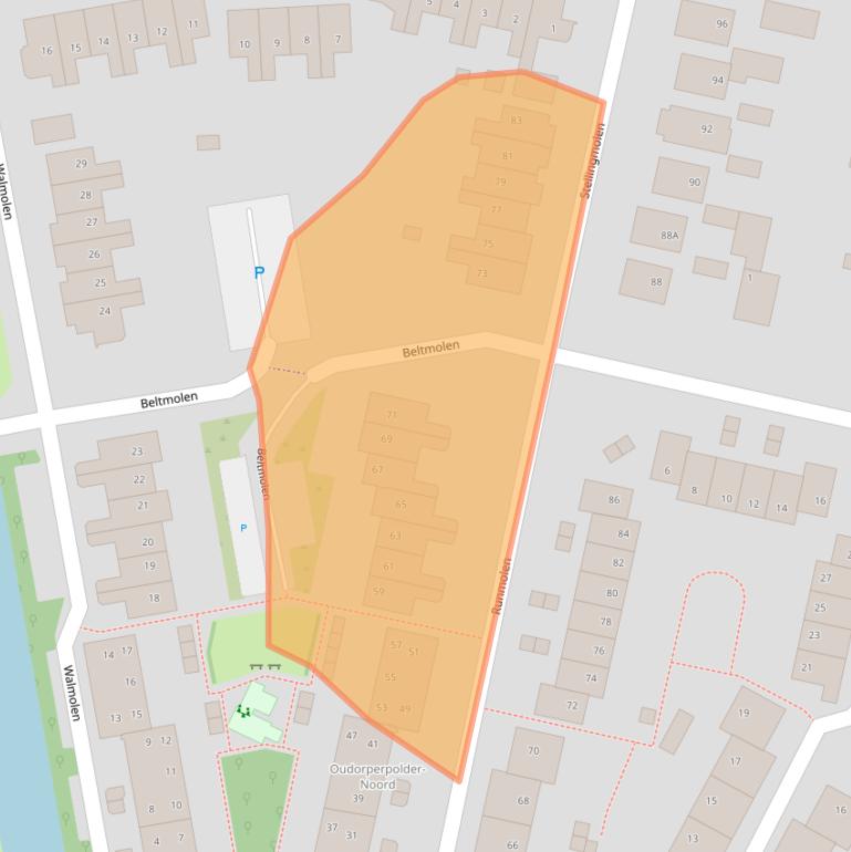 Kaart van postcodegebied 1823GJ.