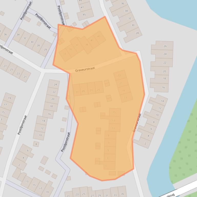 Kaart van postcodegebied 1825EG.