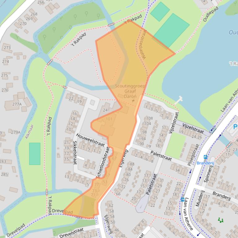 Kaart van postcodegebied 1825KB.