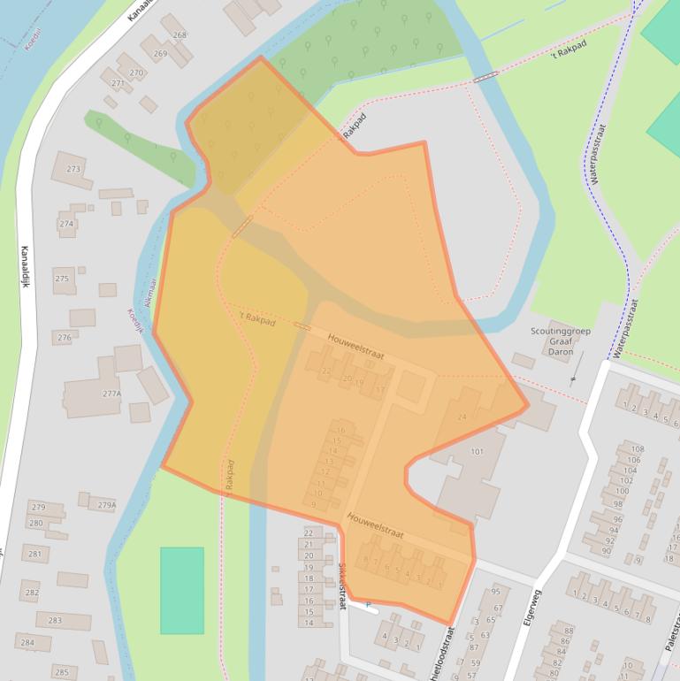 Kaart van postcodegebied 1825KZ.