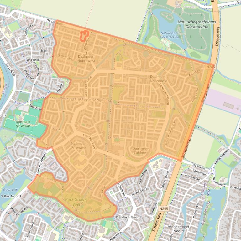 Kaart van postcodegebied 1827.
