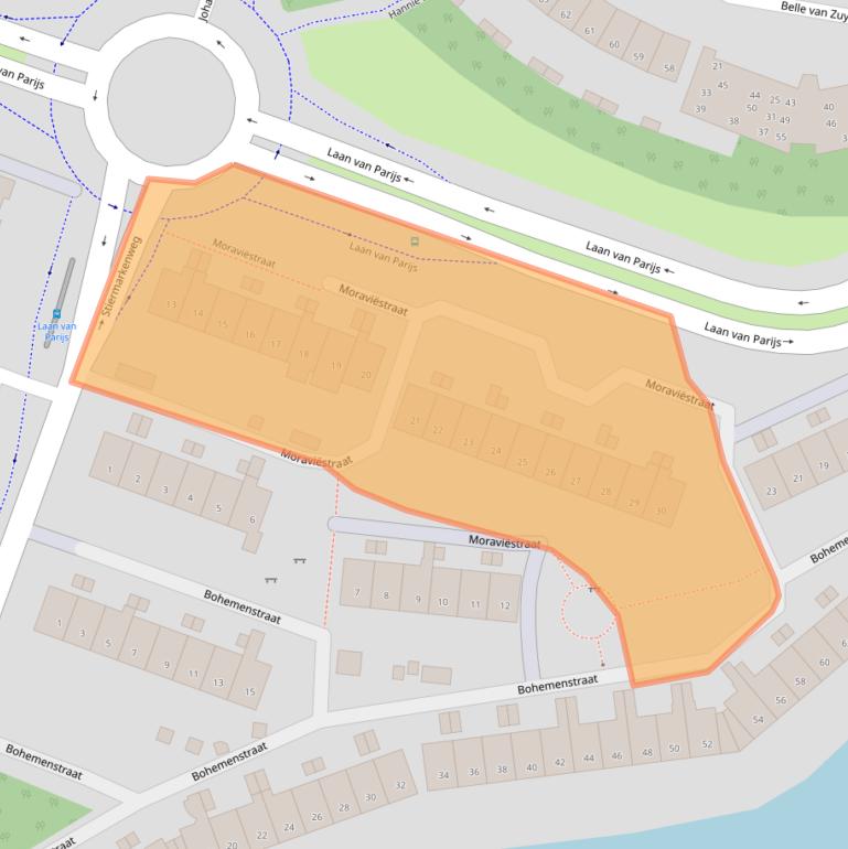 Kaart van postcodegebied 1827EE.