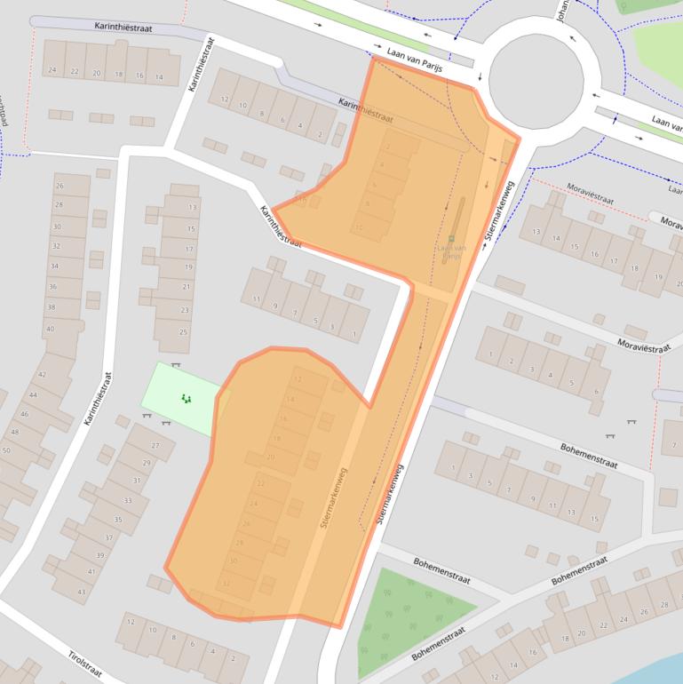 Kaart van postcodegebied 1827EK.