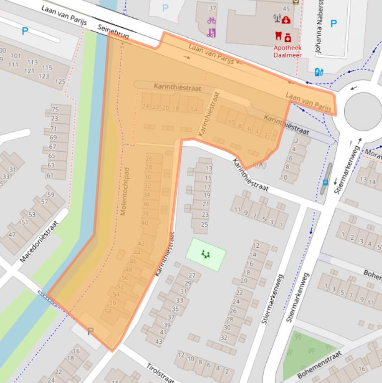 Kaart van postcodegebied 1827EP.