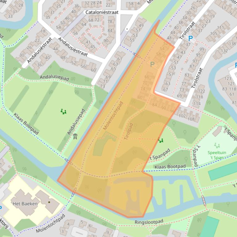 Kaart van postcodegebied 1827EW.