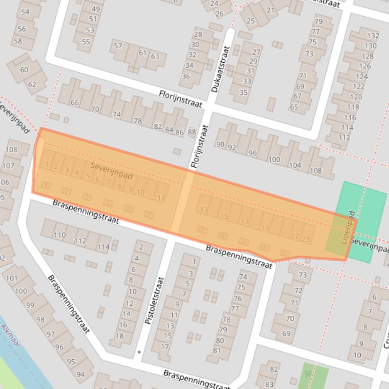 Kaart van postcodegebied 1827GS.