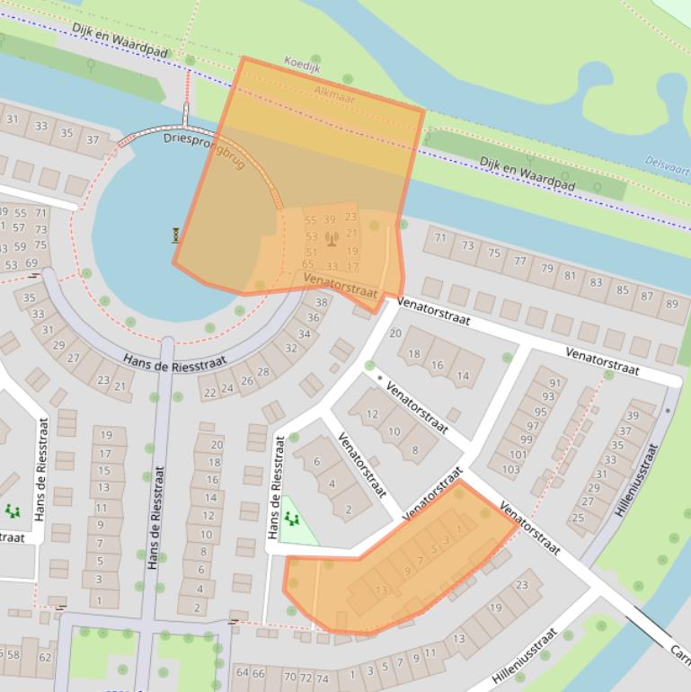 Kaart van postcodegebied 1827NS.