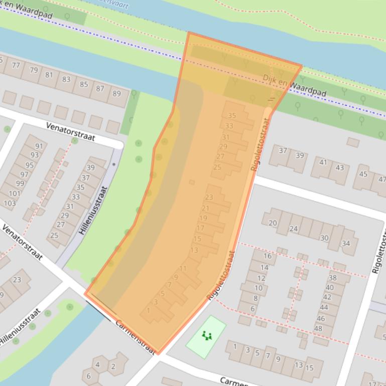 Kaart van postcodegebied 1827RV.