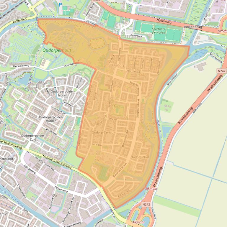 Kaart van postcodegebied 1829.