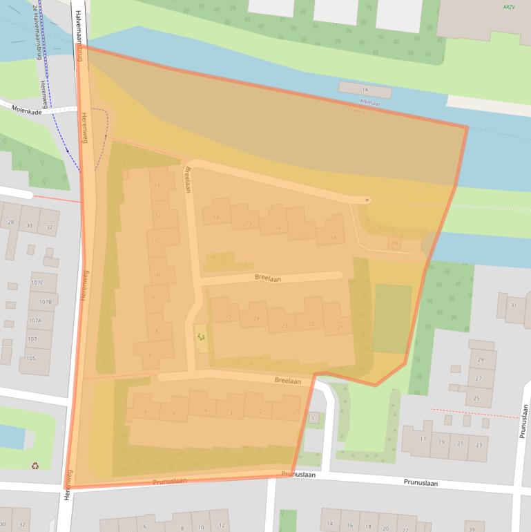 Kaart van postcodegebied 1829AS.
