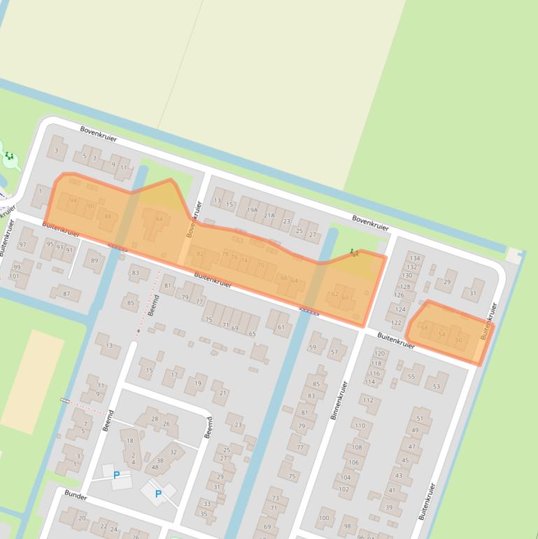 Kaart van postcodegebied 1841ER.
