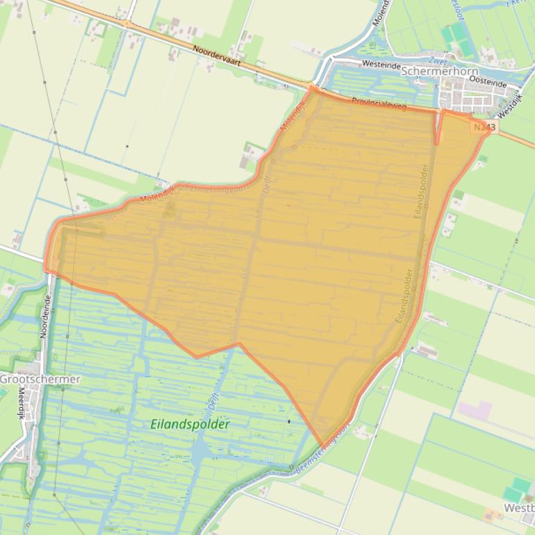 Kaart van postcodegebied 1843JG.