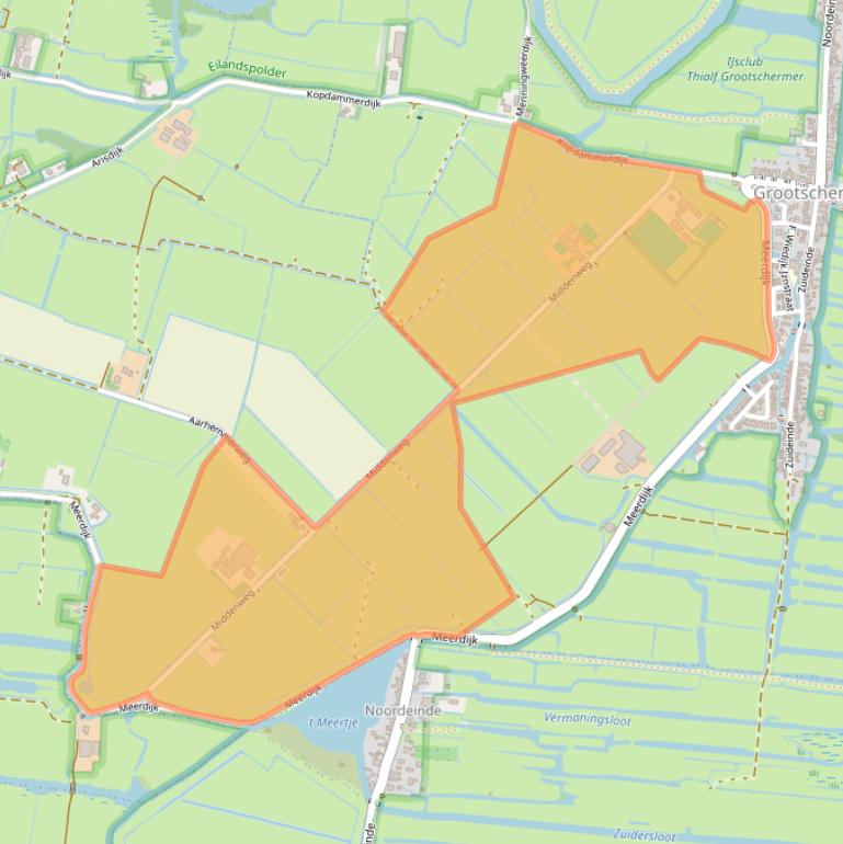Kaart van postcodegebied 1843KC.