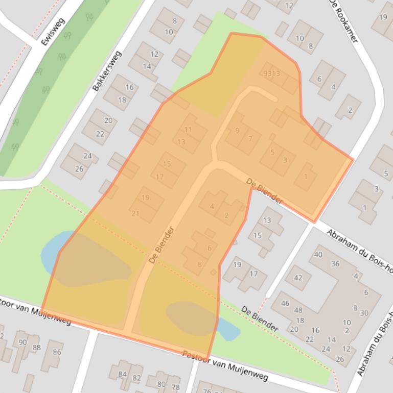 Kaart van postcodegebied 1852ED.