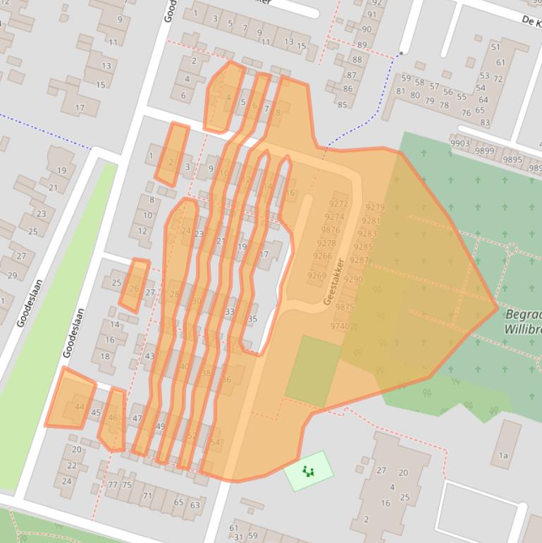 Kaart van postcodegebied 1852EX.