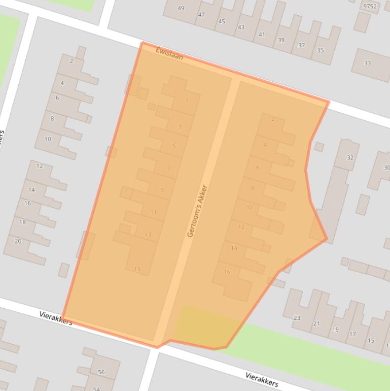 Kaart van postcodegebied 1852GP.