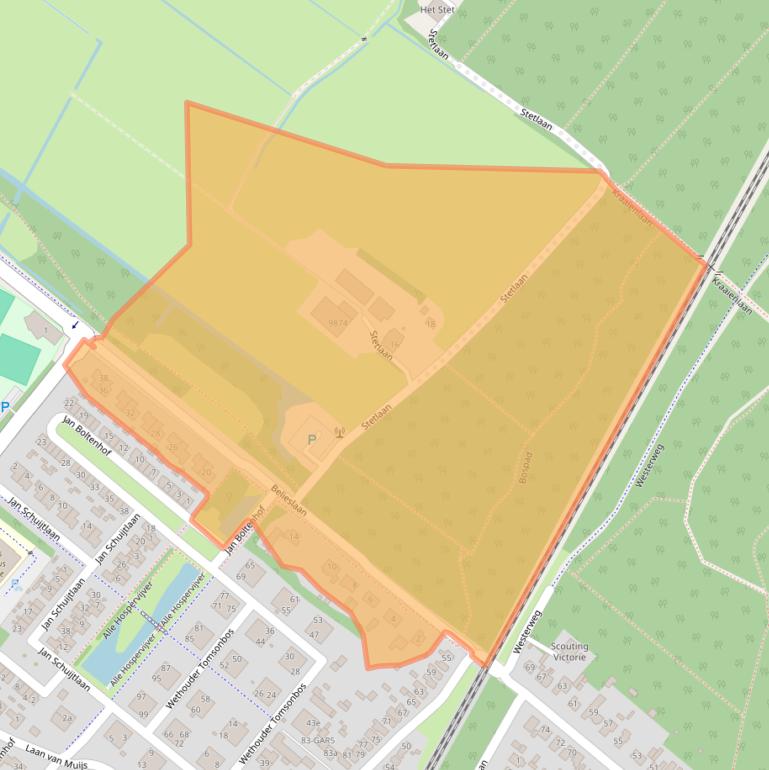 Kaart van postcodegebied 1852HH.