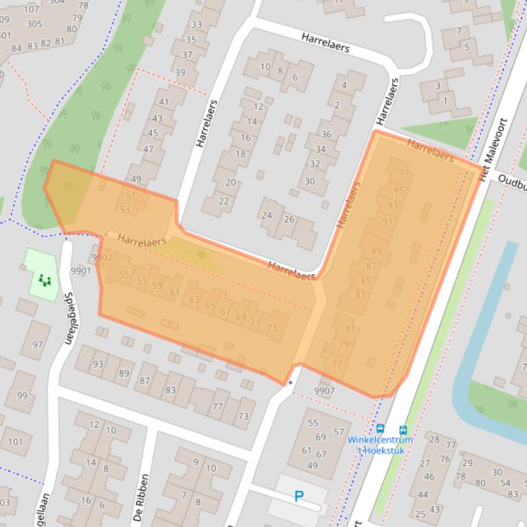 Kaart van postcodegebied 1852KV.