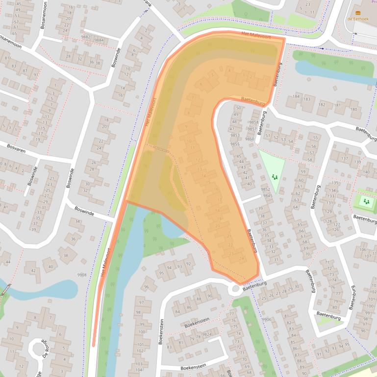Kaart van postcodegebied 1852TP.