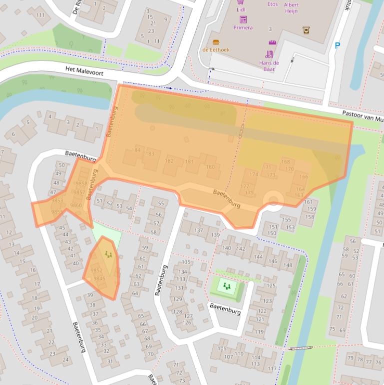 Kaart van postcodegebied 1852TZ.