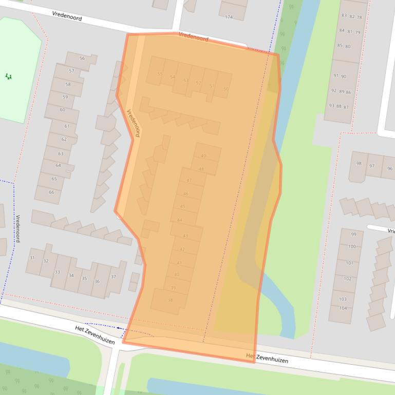 Kaart van postcodegebied 1852WD.