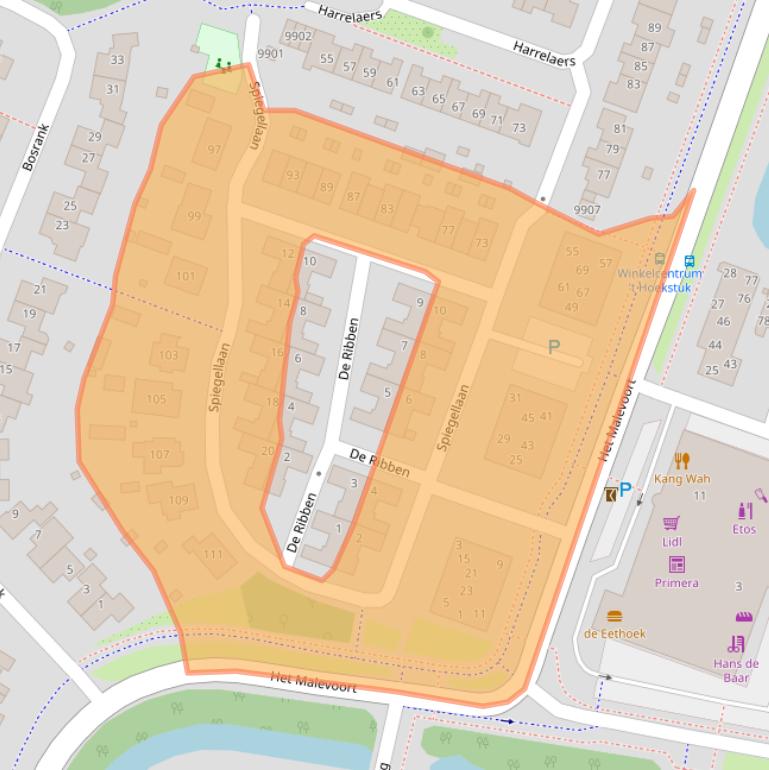 Kaart van postcodegebied 1852XW.
