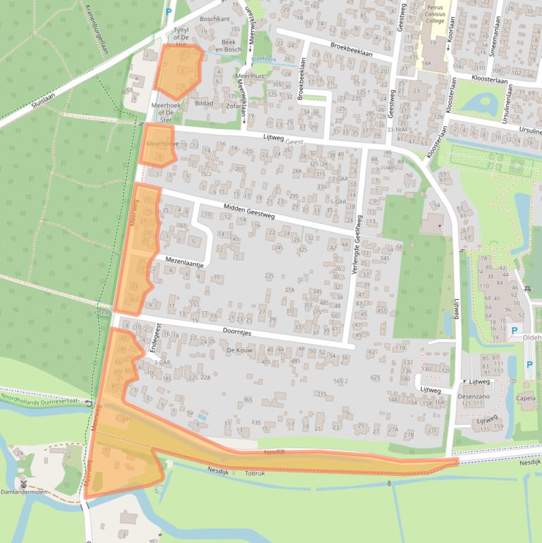 Kaart van postcodegebied 1861MC.