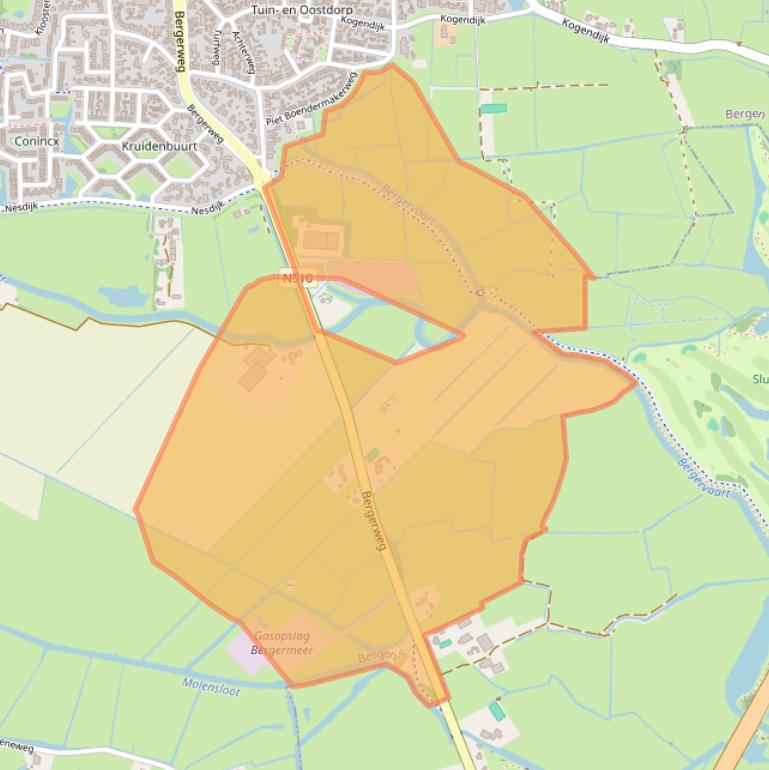 Kaart van postcodegebied 1862PR.