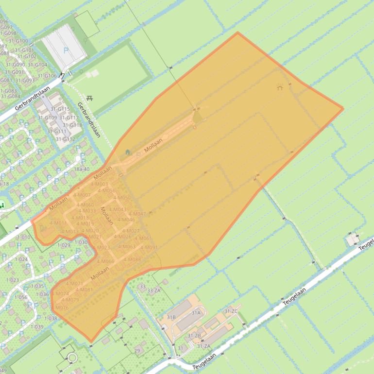 Kaart van postcodegebied 1871AM.