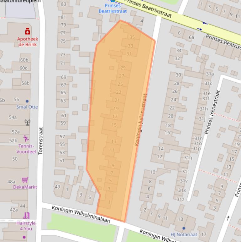 Kaart van postcodegebied 1901DK.