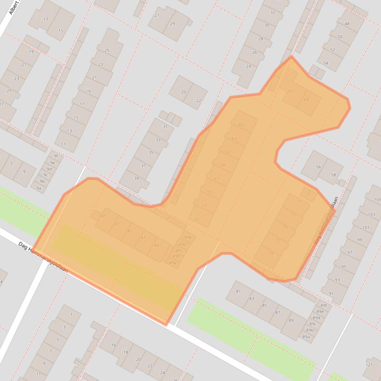 Kaart van postcodegebied 1902DV.