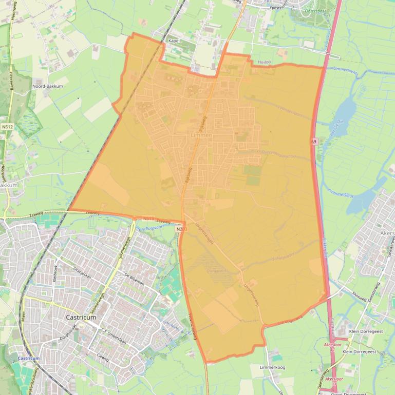 Kaartafbeelding, ingezoomd op postcodegebied 1906.