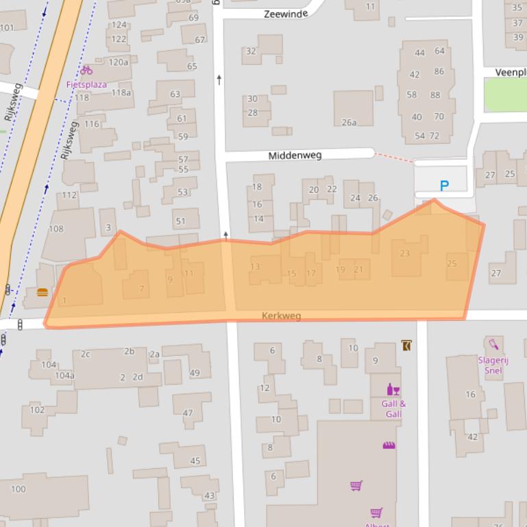 Kaart van postcodegebied 1906AT.