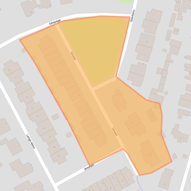 Kaart van postcodegebied 1906EW.