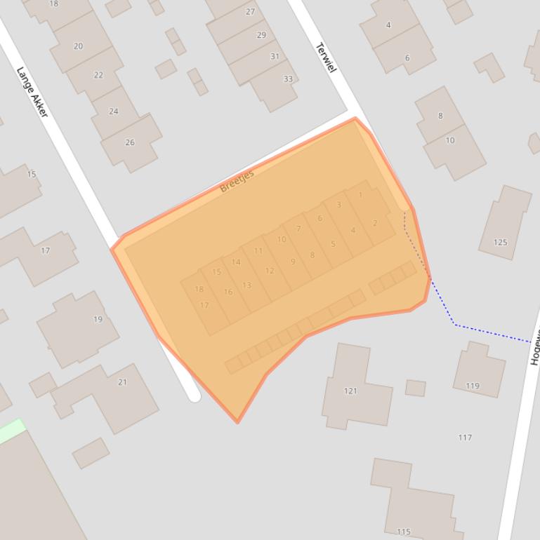 Kaart van postcodegebied 1906EX.