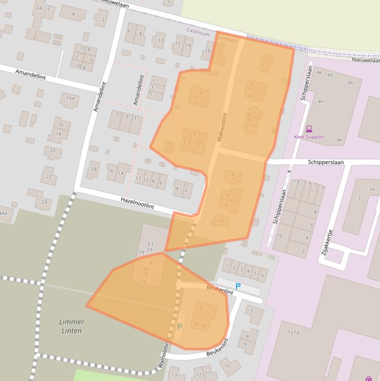 Kaart van postcodegebied 1906KD.