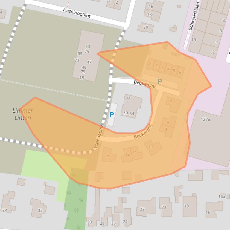 Kaart van postcodegebied 1906KM.