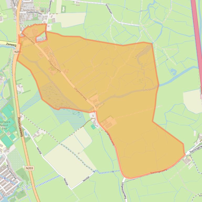 Kaart van postcodegebied 1906NW.