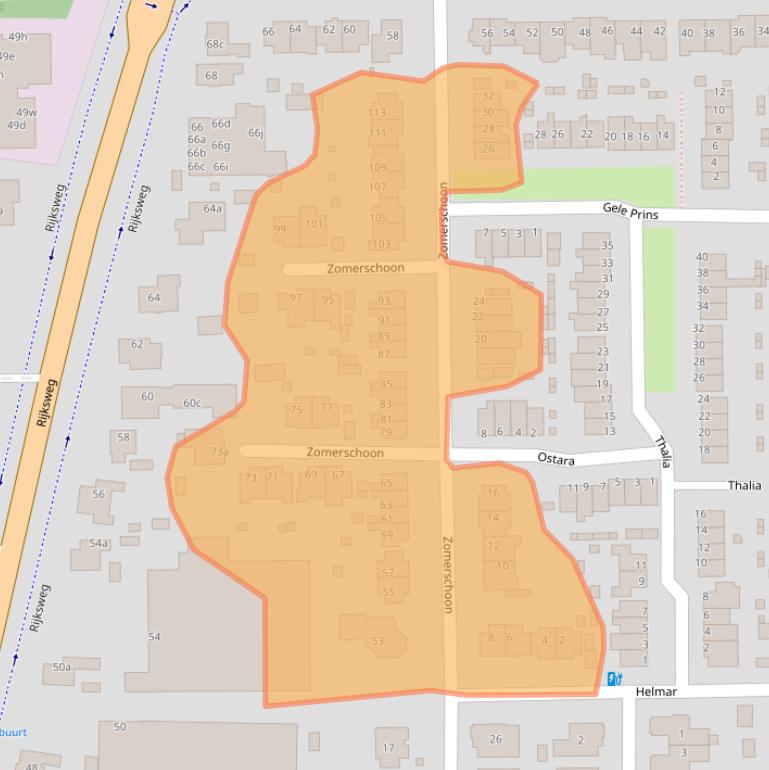 Kaart van postcodegebied 1906XW.