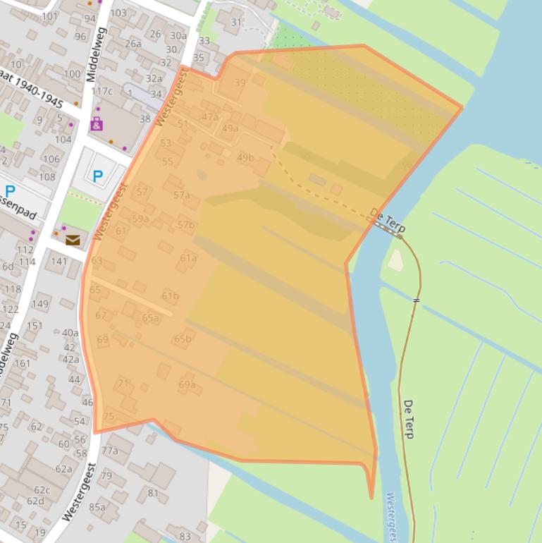 Kaart van postcodegebied 1911AG.