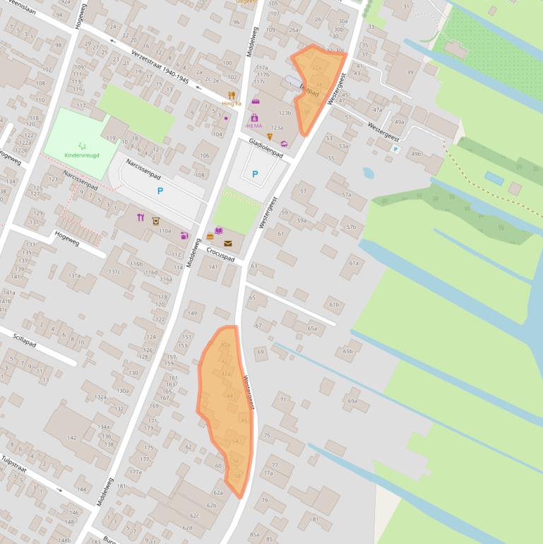 Kaart van postcodegebied 1911AK.