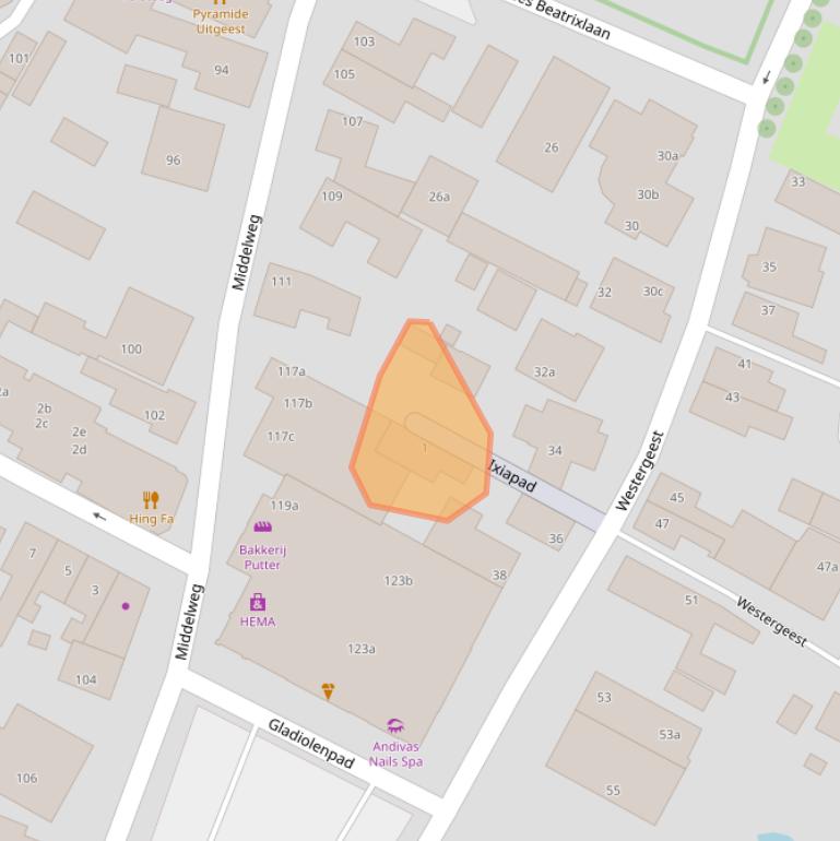 Kaart van postcodegebied 1911AP.