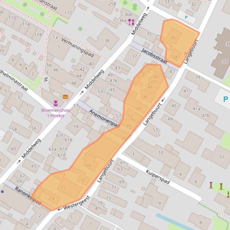 Kaart van postcodegebied 1911AW.