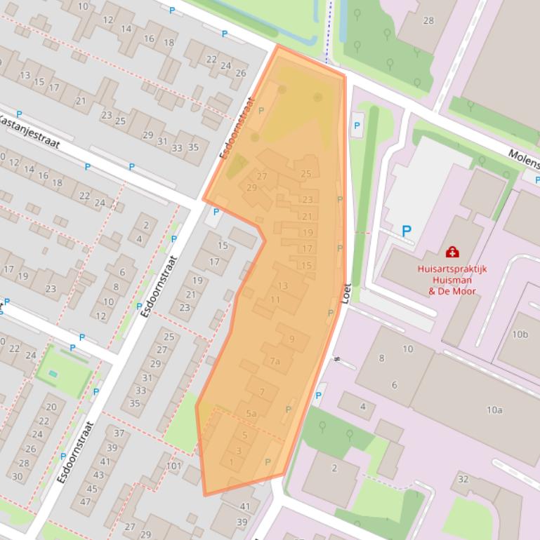 Kaart van postcodegebied 1911BP.